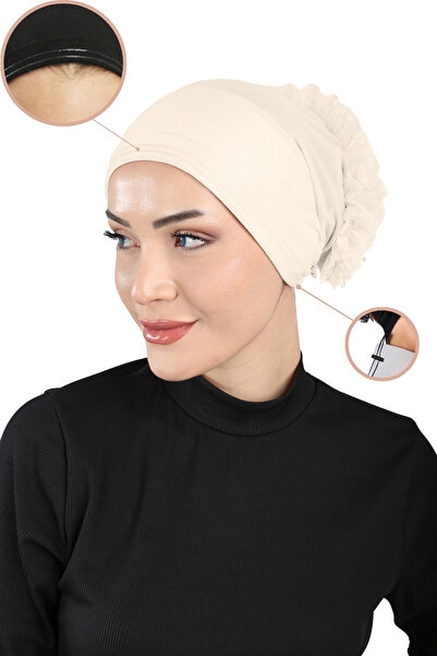 Ecardin Ayarlanabilir Topuzlu Konforlu Fit Bone Güpürlü - St 305 Açık Bej