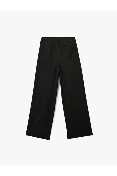 Koton Viscose Blend Regular Waist Wide Leg Pocket Detail Palazzo Pants