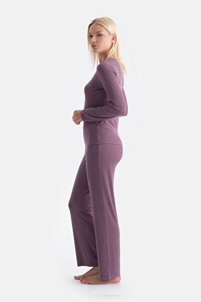 Dagi Mürdüm Uzun Kollu Kaşkore Tişört Pantolon Takım