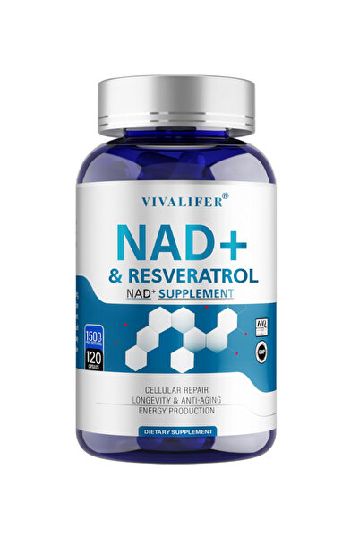 Vivalifer 1500 mg High Purity NAD+ & Resveratrol Anti-Aging Energy & Focus Boost 120 Caps