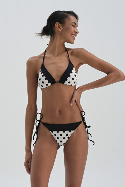 Dagi Black and White Spaghetti Bikini Bottom