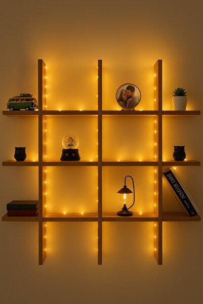 varje LEDLİ Çoklu Raf Dekoratif Duvar Kitap Rafı