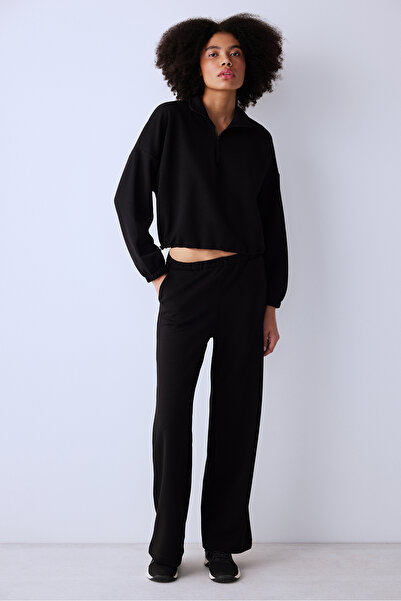 Penti Μαύρο μεταξένιο κοντό φούτερ