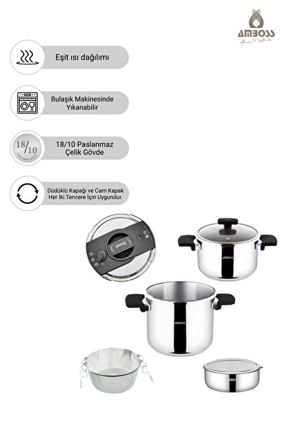 Amboss Cook Master 7-Piece Multifunctional Stainless Steel Steam Pressure Cooker Set