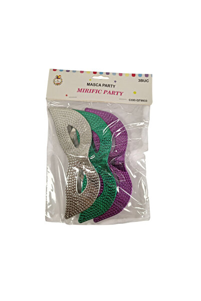 Mirific Party Set of 3 party glasses, green, silver, purple, QT9933