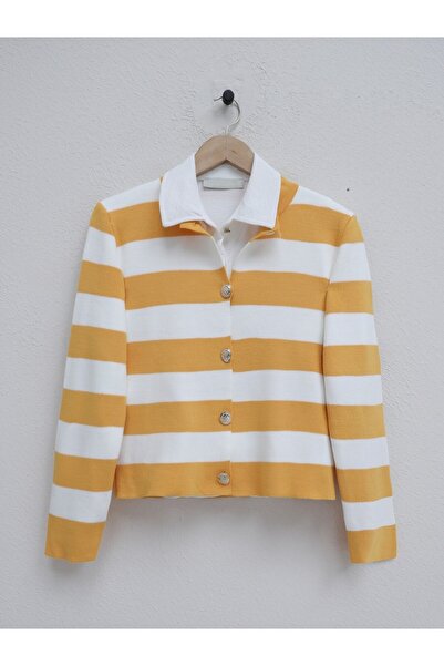 Modamorfo Ringelli fém gombos rövid kardigán - mustár