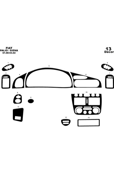 Marscockpitdesign فيات باليو سيينا كونسول-توربيدو 1998-2002 13 قطعة