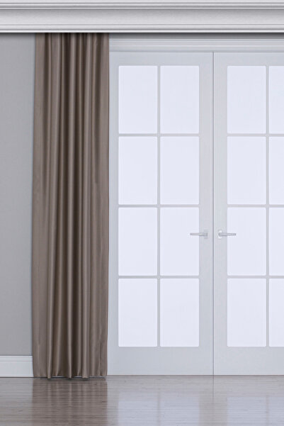 Gauze Fabric Design Blackout Background Curtain Dark Chickpea Color Blackout Feature