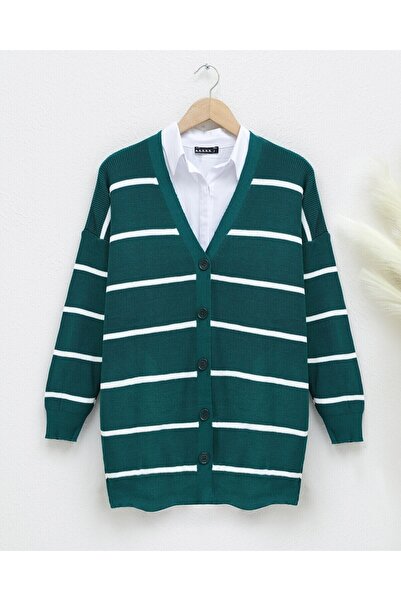 Modamorfo Striped Buttoned Cardigan