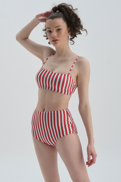 Dagi Red-White Shaping / Sculpting High Waist - Bikini Bottom