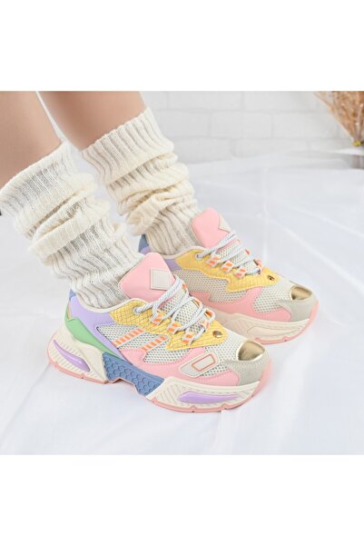 Tmall Pantofi sport pentru femei, cu inserții de plasă, D1394, roz