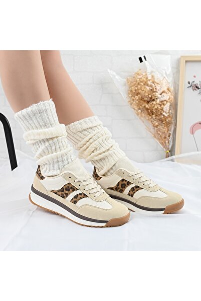 Tmall Pantofi sport pentru femei, din piele întoarsă, TM1D1445, bej cu imprim...