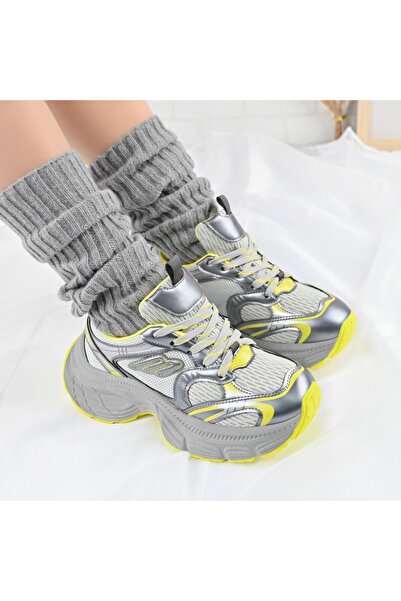 Tmall Pantofi sport pentru femei, cu inserții de plasă, D1391, galbeni