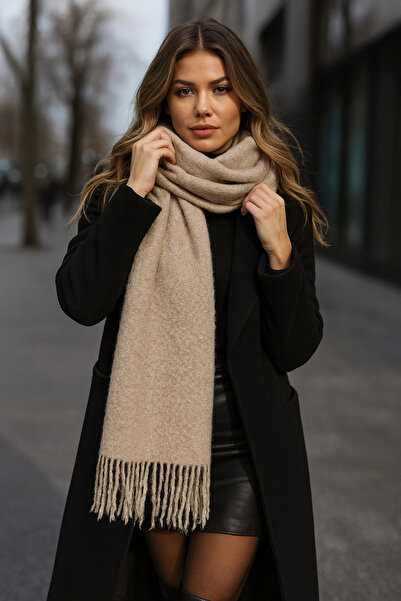 Luminos Butik Women's Shawl Scarf - Tasseled Mink, Soft and Stylish Fabric Sal1257