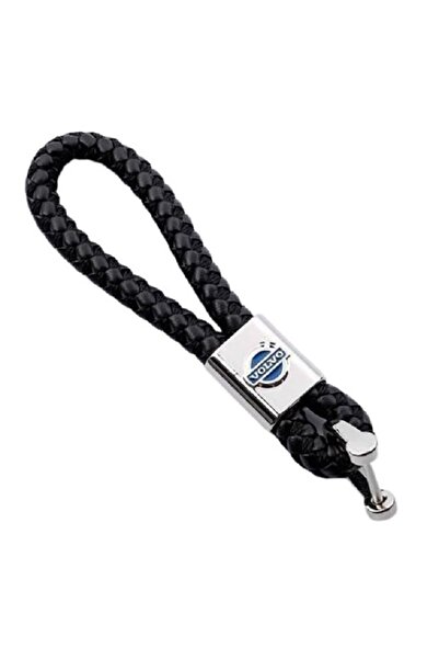 Volvo Metal keychain with braided leather and logo