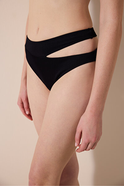 Penti Brigett Cut Textured Black Bikini Bottom