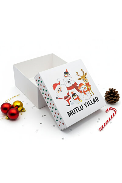 repro design Mutlu Yıllar Noel Baba ve Penguen Desenli Yılbaşı Hediye Kutusu ...