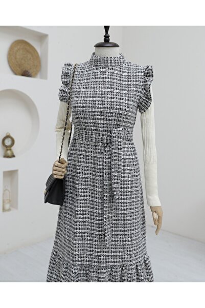 Modamorfo Ζώνη Tweed Gilet με βολάν στα μανίκια