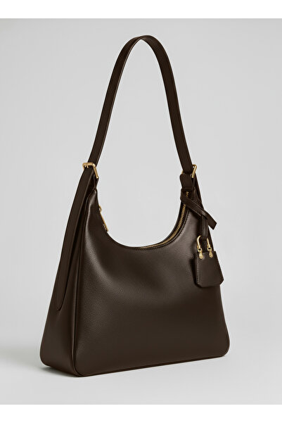 KISCHE Women's Shoulder Bag Brown Casual Lined Zippered Adjustable Women's Bag with Charm Lisa