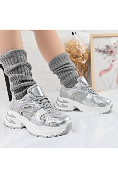 Tmall Pantofi sport pentru femei, cu inserții de plasă, D1387, gri