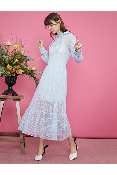 Koton Tunica albastră cu glugă pentru femei 0KAF10838FK