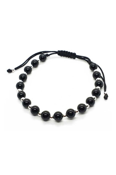 byRetroChique Bratara byRetroChique onix negru si bilute argint