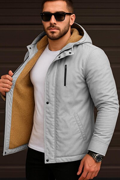 Delpino Waterproof and Windproof Long Hooded Coat with Fur Inside