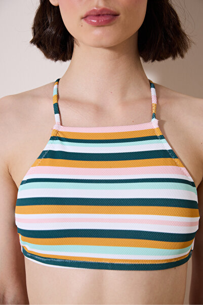 Penti Shona Halter Textured Striped Bikini Top