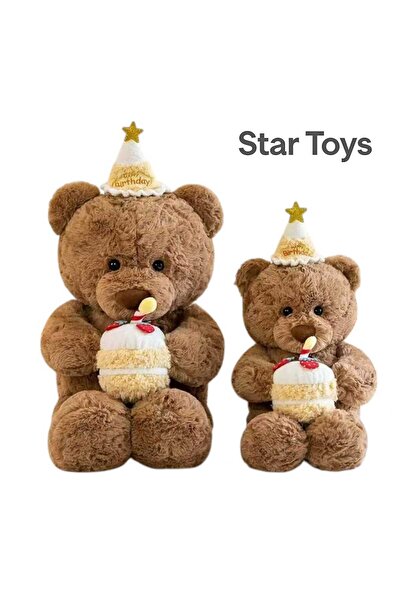 STAR TOYS دب تيدي احتفالي يحمل كعكة عيد ميلاد