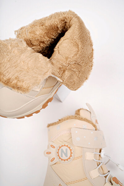 McDark Бежови кожени ботуши за момиче