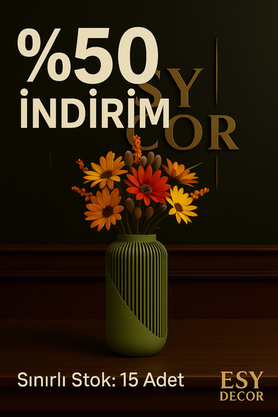 CasEsy ESY DECOR 3D Baskı Haki Yeşil Modern Dekoratif Vazo