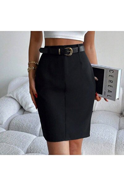 Basko fashion Γυναικεία φούστα μέχρι το γόνατο με λεπτομέρεια με ζώνη