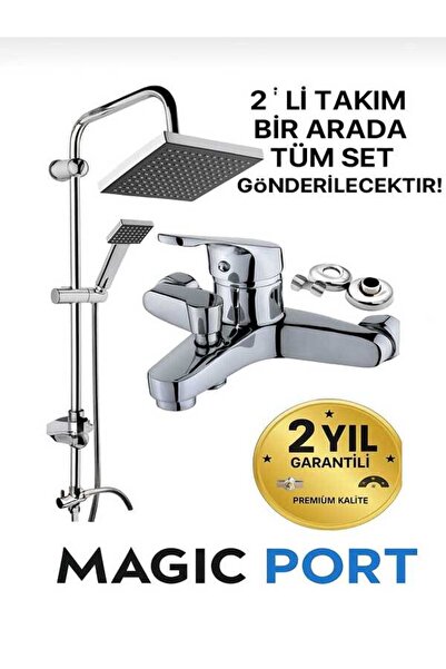 MAGIC PORT ROBOT YAĞMURLAMA TEPE DUŞ BAŞLIĞI SETİ + AÇ KAPA BANYO BATARYASI MAGIC PORT