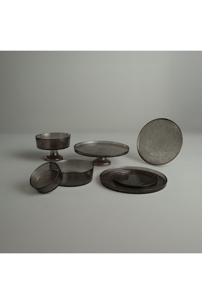 Linens Gleam Cam 32 cm Ayaklı Servis Füme