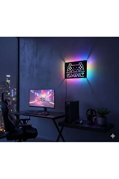 Murat Lazer Kişiye Özel Gamer Işıklı Pilli Tablo,Oyuncu Tablosu, Joystick Oyu...