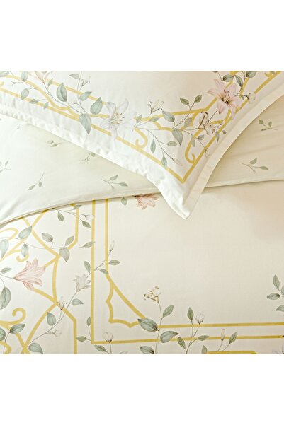 Linens Allday Lukıs Cotton Satin Double Duvet Cover Set Ecru