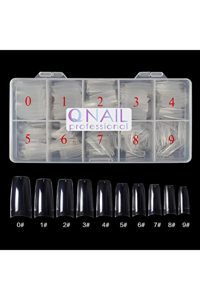 QNAİL PROFESSİONAL Tips Yarım Ay Protez Tırnak Şeffaf 500 Lü