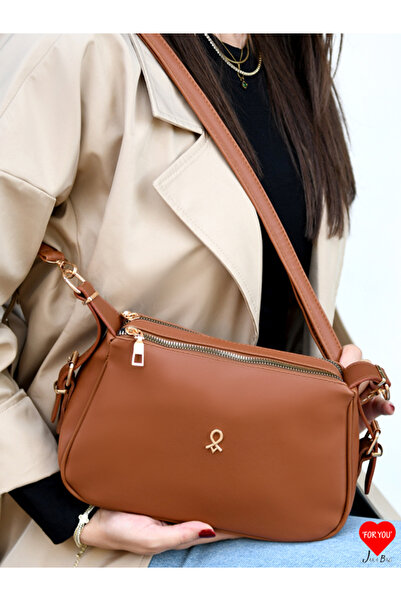 JARA Bag Sofi̇a 3-Compartment Soft Leather Double Strap Baguette and Shoulder Bag