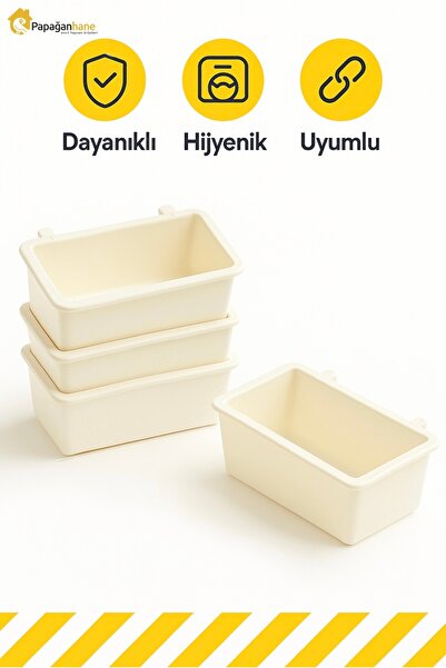 Papağanhane 4’lü Beyaz Mini Kuş Yemlik & Mama Kabı – Küçük Papağan, Kanarya ve Muhabbet Kuşu İçin