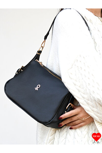 JARA Bag Sofi̇a 3-Compartment Soft Leather Double Strap Baguette and Shoulder Bag