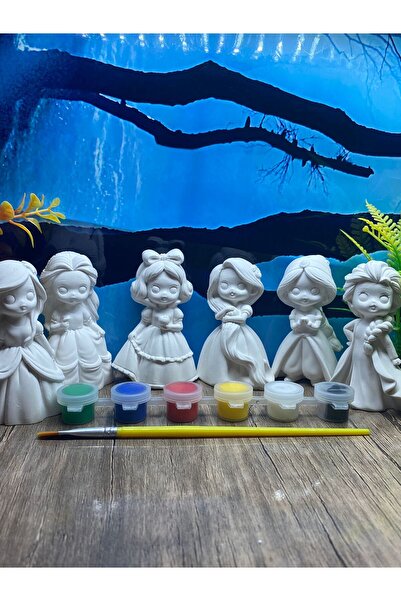 evim atölye Çocuk Gelişimi Taş Boyama Seti Prenses Seti Taş Boyama Seti 6'Lı