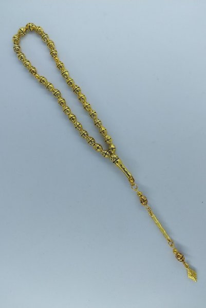 oftenadmire Gold Color Metal Prayer Beads, 33-Piece Rosary with Silicone Rubber.