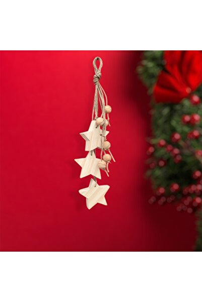 afralya home Ornament de ușă din lemn, ornament de perete din lemn lucrat manual, ornament de perete de Crăciun cu stea de Crăciun