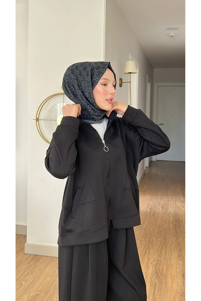 Mihran Butik Emily Modal Fabric Zippered Dress with Double Bottom Top Set