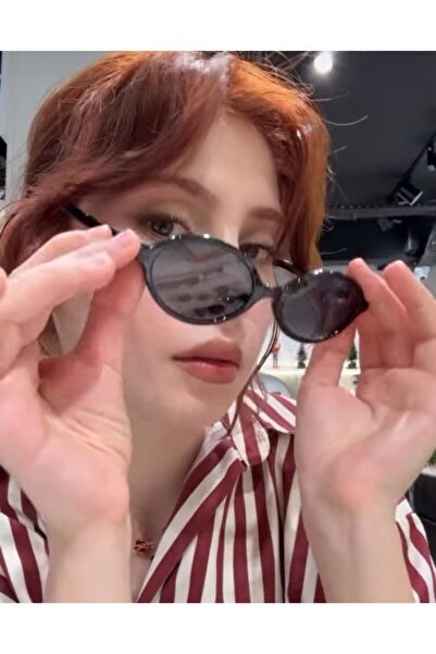 MONAL نظارات شمسية MIUW سوداء اللون بيضاوية من الزجاج الأسود