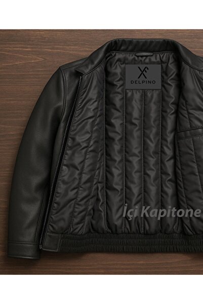 Delpino Oversize Black Leather Jacket