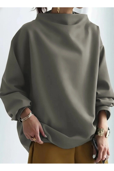 ARONA Women's Long Sleeve Wide Turtleneck Modal Blouse