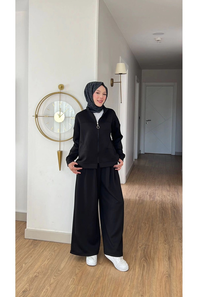 Mihran Butik Emily Modal Fabric Zippered Dress with Double Bottom Top Set