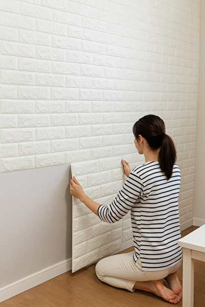 PooleMark Kendinden Yapışkanlı Duvar Kaplama Paneli 3D Tuğla Desenli Köpük 5 ...