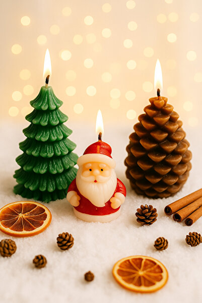 CHANCE GİFT Yılbaşı Temalı Noel Baba, Çam Ağacı ve Kozalak Şekilli Dekoratif ...